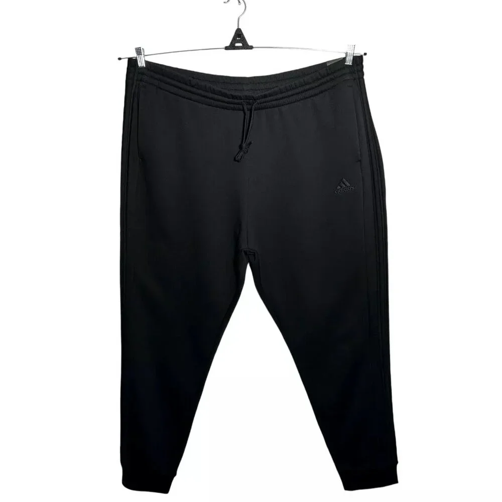 adidas Men's Fleece 3-Stripe Sweatpants 4XL Tall (48x37) Solid Black Tapered Leg